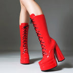 Double Layer Platform Square Toe Boot