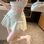 Falda plisada para mujer con lazo, minifalda coreana de moda, falda corta de cintura alta, ropa de calle para mujer, falda de baile, tenis, falda acampanada para mujer.