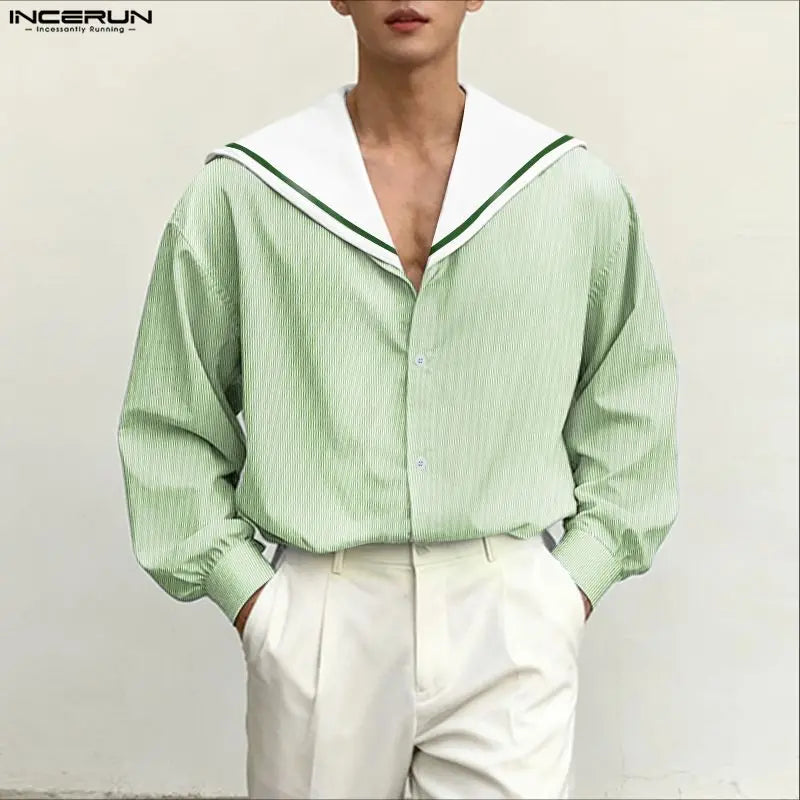 Navy Collar Long Sleeve Shirt