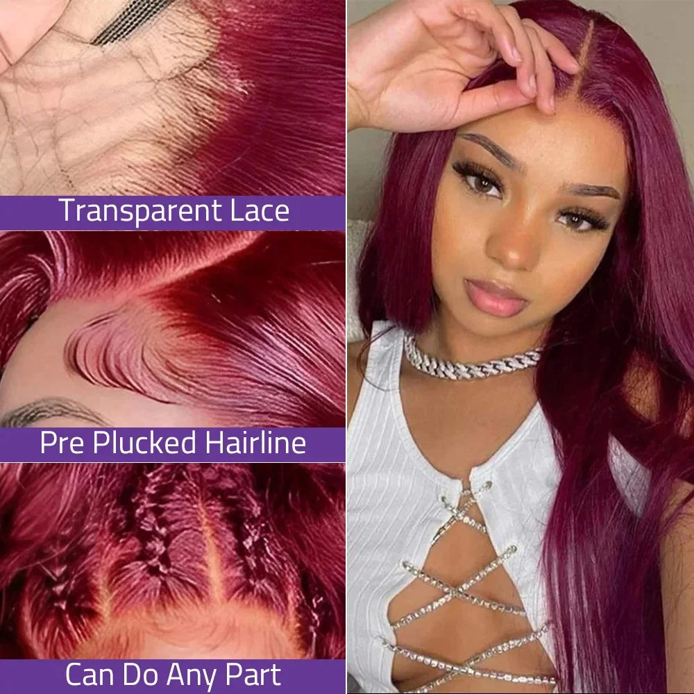 99j Burgundy Lace Frontal Human Hair Wig
