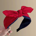 polka dot denim bow wide edge headband