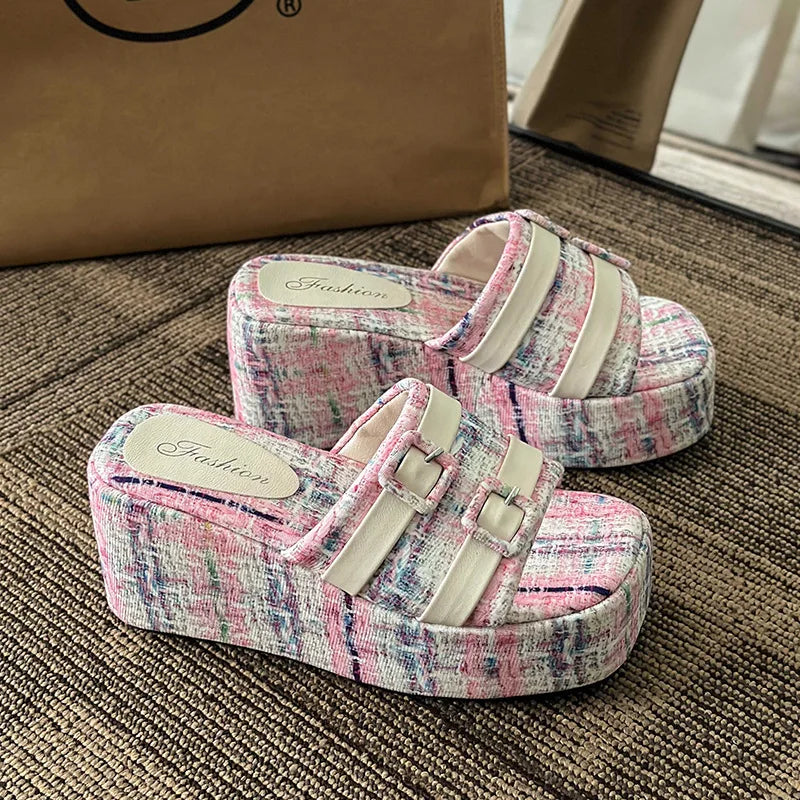 Square Head Platform Slippers
