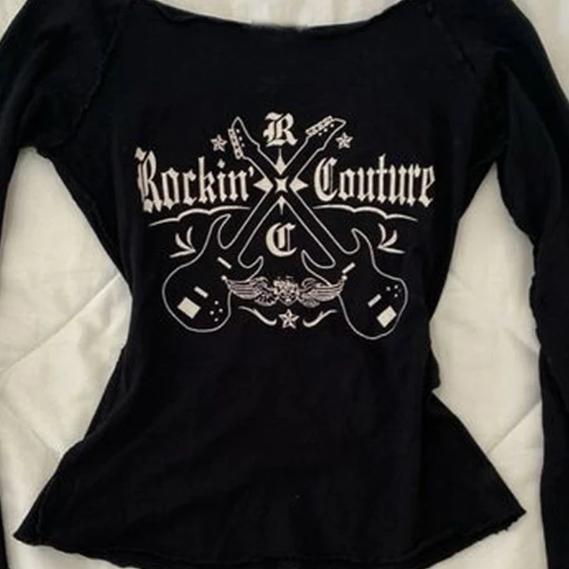 Rockin' Couture Graphic Print Long Sleeve Top