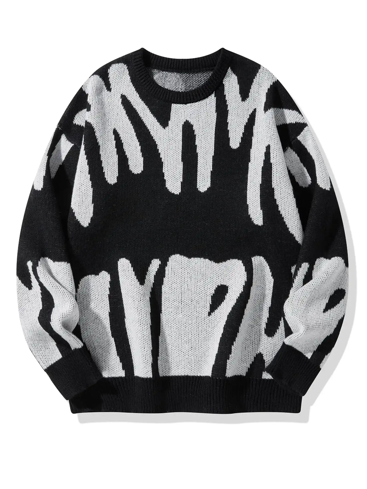 Irregular Jacquard Pattern Pullover Sweater