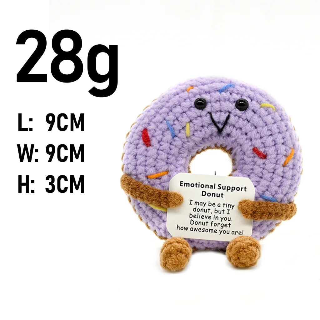 FoodSeries Positive Energy Donut Combo Crochet Doll Handmade Knitted Decor Ornament Encouragement Card Mini Desk Decor Gift