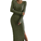 V Neck Long Sleeve Asymmetrical Bodycon Dress