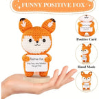 Mini Funny Positive Highland Cow, Knitted Wool Cow Toy with Positive Card