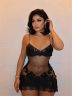 Lace Transparent Mini Dress
