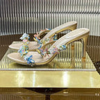 Crystal Flower Thin High-Heeled Sandals