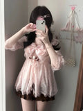 Strap Tops + Cardigan + Skirt Set