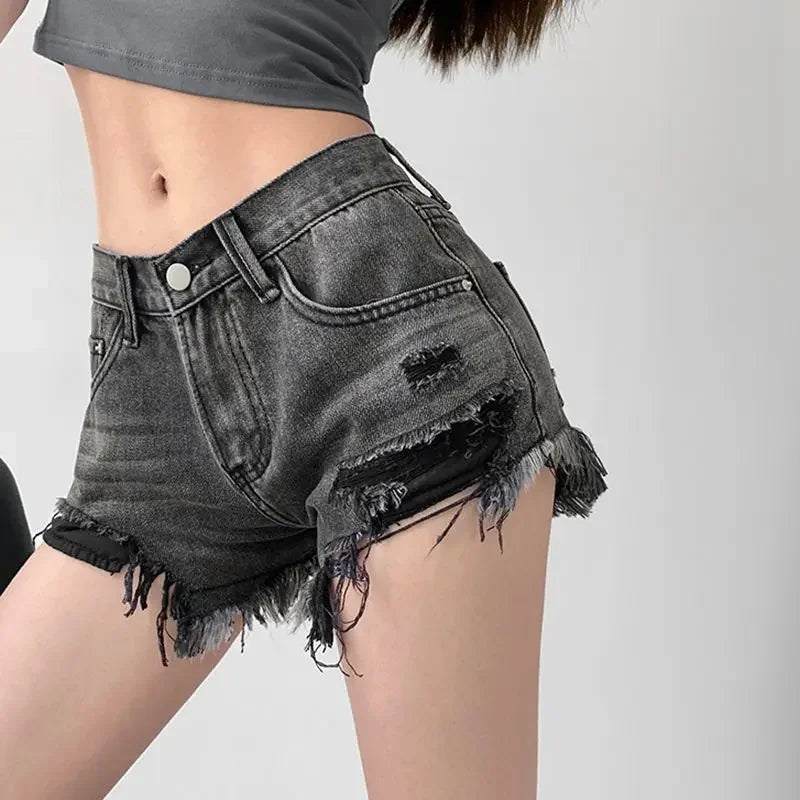 Ripped Denim Shorts