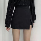 Irregular Side Slits High Waist A Line Shorts Skirt
