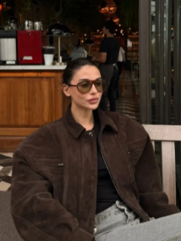 Chaquetas Cortas Sólidas para Mujer Moda Solapa Cremallera Manga Larga Bolsillo Abrigo Corto Otoño 2025 Informal Streetwear para Mujer Nueva Prenda Exterior