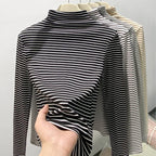 Stripe Long Sleeve Turtleneck Shirt