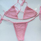 Conjunto de bikini sexy para mujer Traje de baño de lujo con pedrería brillante plateada Cristales y diamantes Traje de baño Halter Push Up Vendaje Ropa de playa