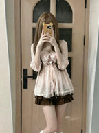 Strap Tops + Cardigan + Skirt Set