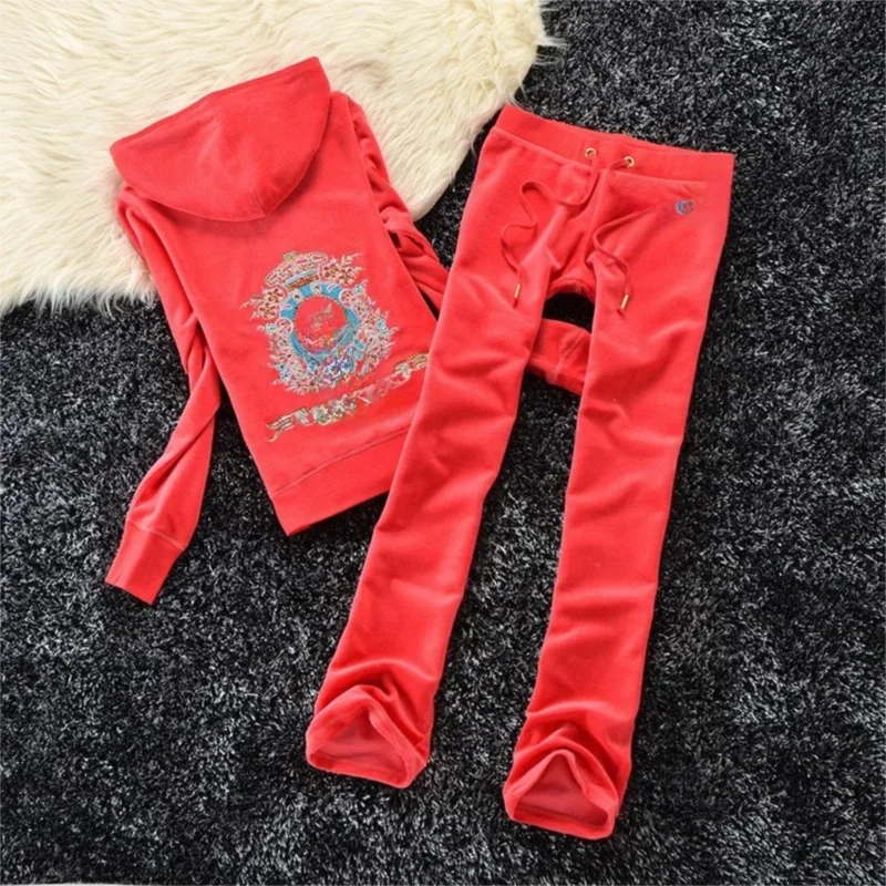 Solid Color Velvet Tracksuit Two-Piece Set