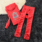 Solid Color Velvet Tracksuit Two-Piece Set