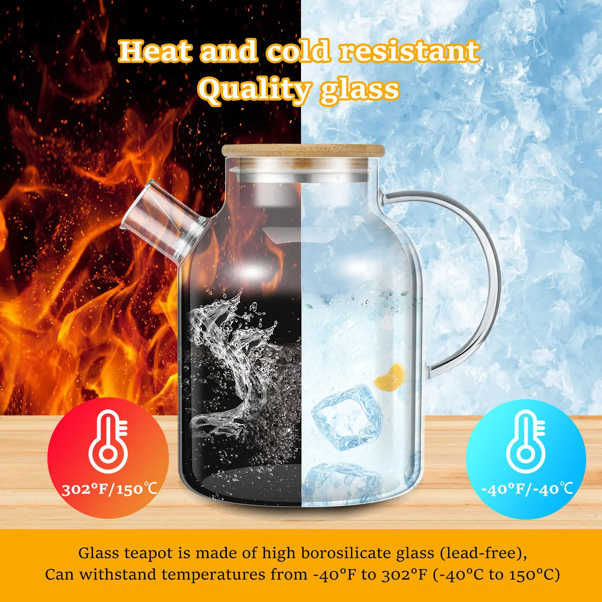 1.8L Glass Pitcher with Lid