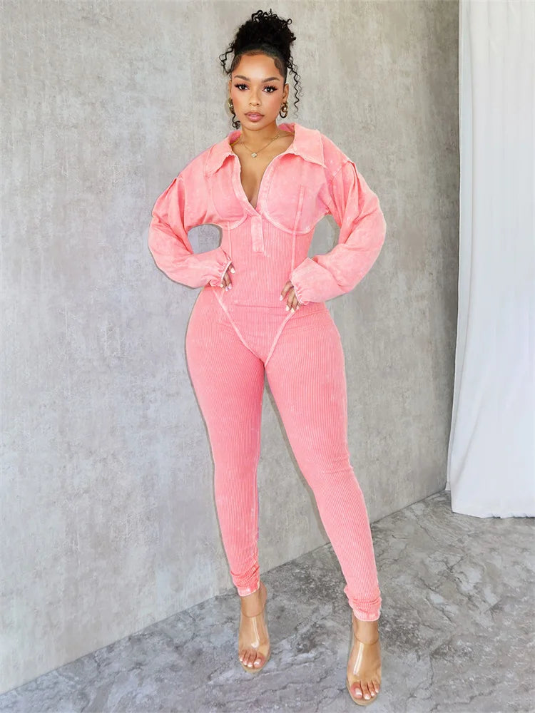 Washed Distressed Jumpsuit