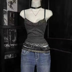Lace Spliced Halter Tank