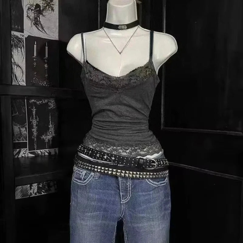 Lace Spliced Halter Tank