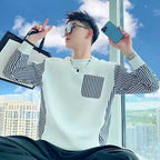 Striped Patchwork Crewneck Sweatshirt