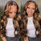Body Wave Highlight Hd Lace Front Human Hair Wigs 13X6 13X4 HD Transparent Lace Frontal Wigs Human Hair Highlight Wigs For Women
