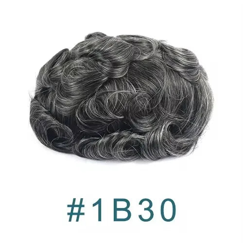 Q6 Swiss Lace With PU Men Toupee #1#1b Black Europe Human Hair Male Wig Men Hair 1B40 Replacement System Unit Natural Hairline