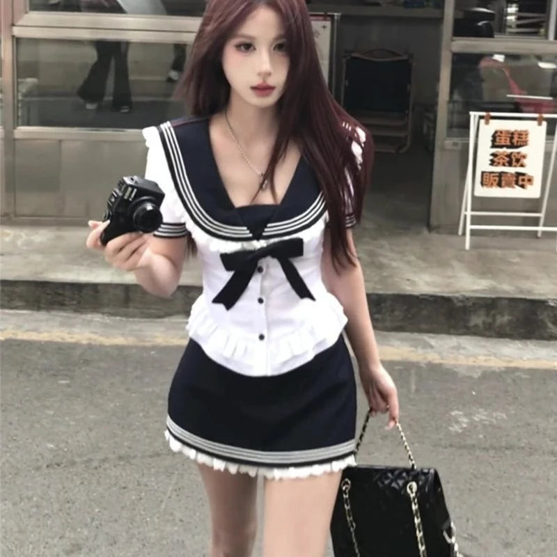 Sweet Bow Sailor Collar Women Shirt