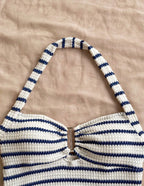 Conjunto de dos piezas de top halter y shorts de punto texturizado