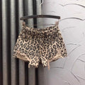 Shorts vaqueros de talle alto con estampado de leopardo