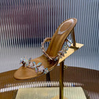Crystal Flower Thin High-Heeled Sandals