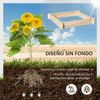 Outsunny Garden wooden Arriate urban garden floor 100x100x16cm Natural