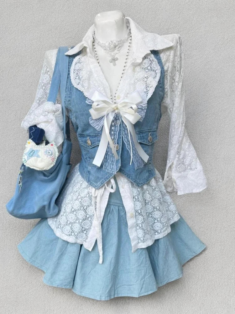 Sweet Preppy Style Women 2 Piece Set