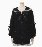 Sudadera japonesa Liz Mine masivamente producida con cuello marinero, lazo de cinta, estilo preppy dulce, Y2K, para mujer, otoño, bonita, oversize