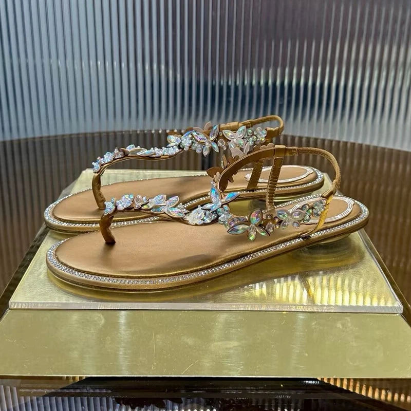 Crystal Flower Thin High-Heeled Sandals