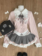 Bow Top + Lace Pleated Skirt