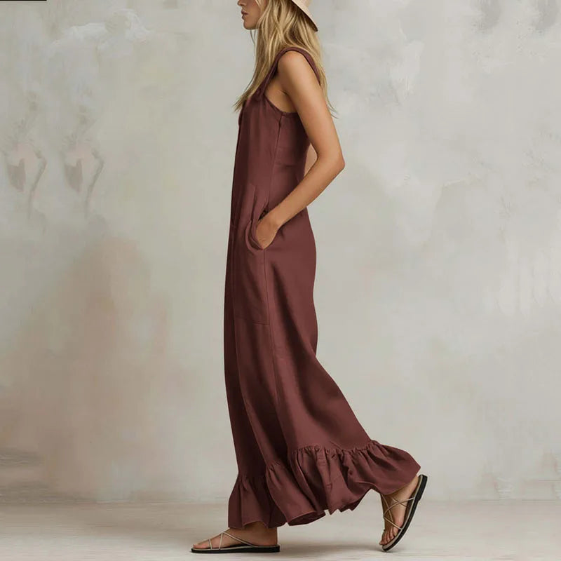 Casual Solid Sleeveless Jumpsuit