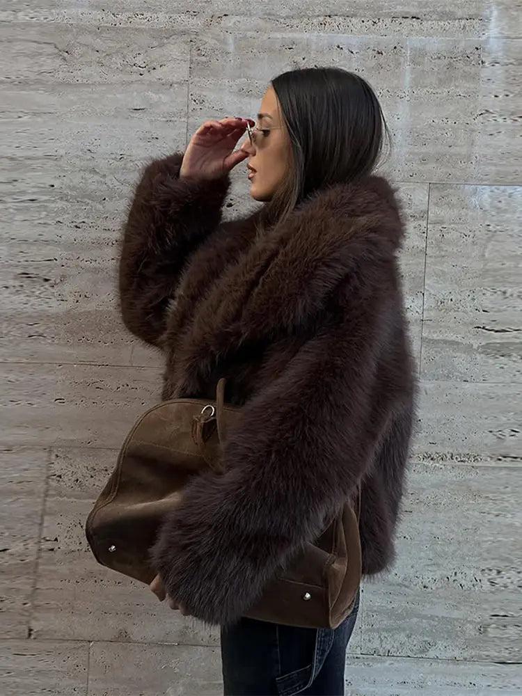 Solid Faux Fur Coat