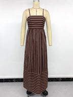 Striped Backless Loose Beach Dress
