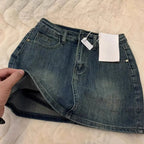 Faded Denim Mini Skirt