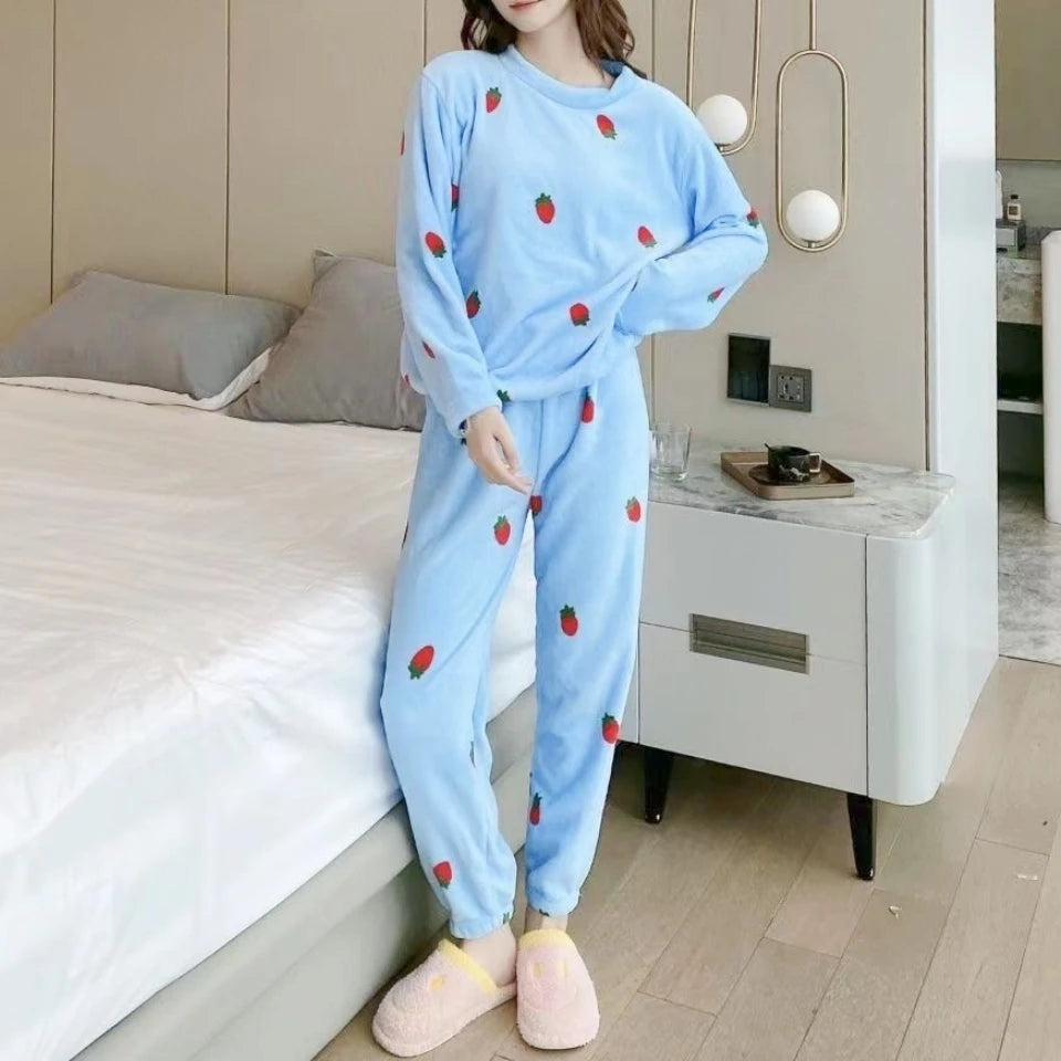 O-Neck Pullover Top + Plaid Loose Elastic Waist Pants Set