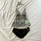 Nuevo top lencero sexy con estampado de rayas para mujer, de corte ajustado y sin espalda, estilo Y2K, lanzado en el verano de