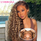 Honey Blonde Curly Wigs 13x6 Glueless Highlight Wig Human Hair Ready To Wear Ombre Colored Brazilian Deep Wave Human Hair Wig