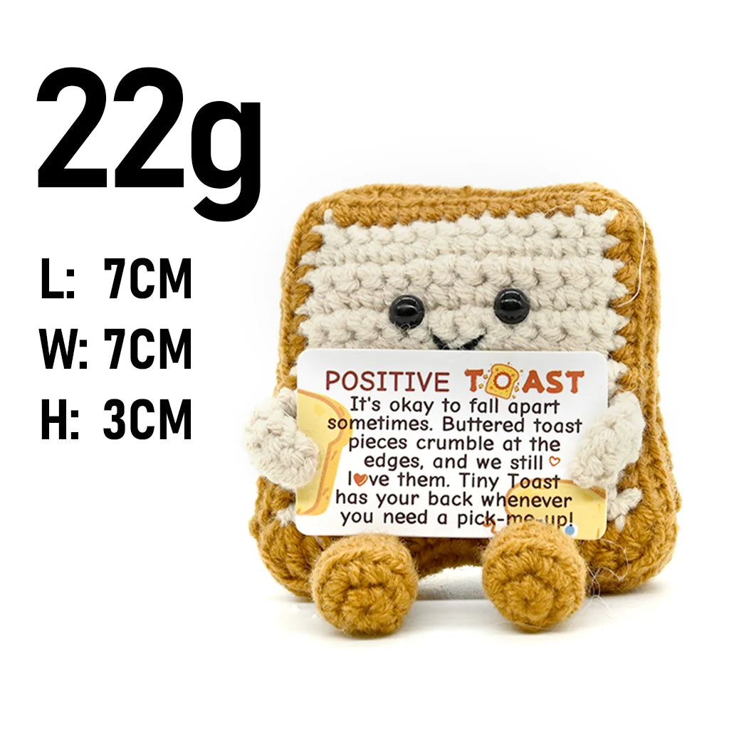 FoodSeries Positive Energy Donut Combo Crochet Doll Handmade Knitted Decor Ornament Encouragement Card Mini Desk Decor Gift