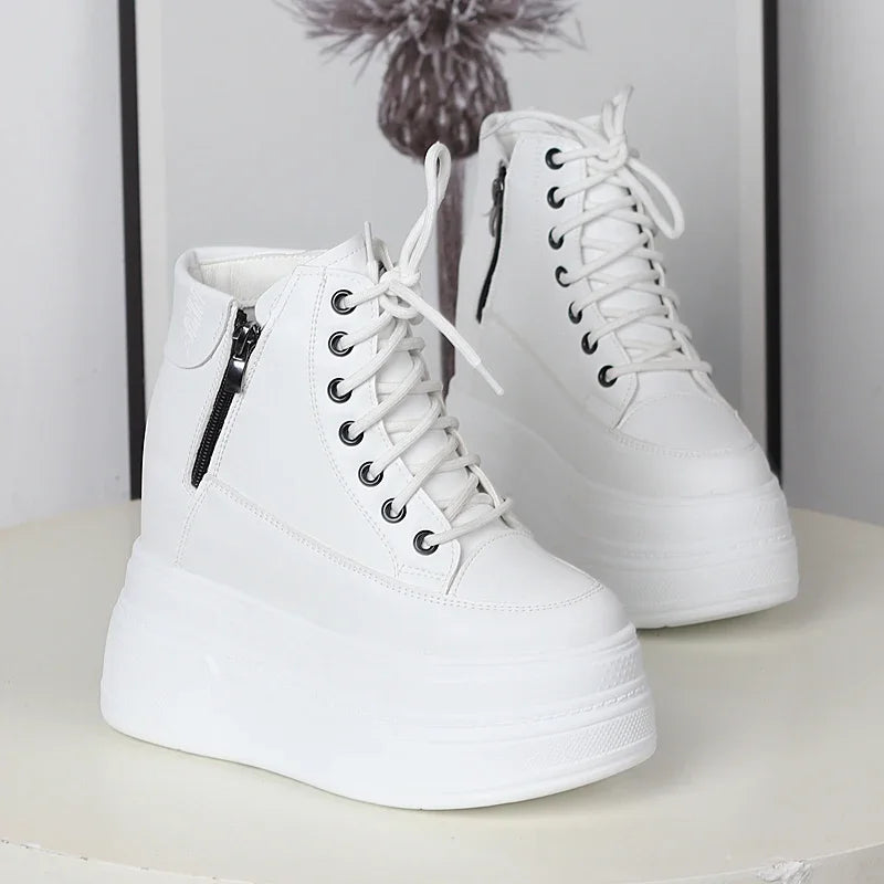 13CM Microfiber Genuine Leather Chunky Sneaker