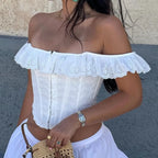 Lace Ruffle Corset Short Vest