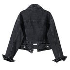 Pantalones Cortos Vaqueros Azules de Mujer 2026, Chaqueta Vaquera, Abrigo Casual de Moda, Abrigo Largo de Mujer de Solapa Negra Abotonado de Manga Larga S-XXXL