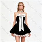 Strapless Mini Dress with Bow and Sequin